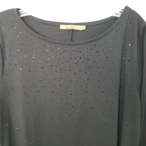 Belldini Sharkbite Beaded Black Tunic Large - Picture 2 of 9